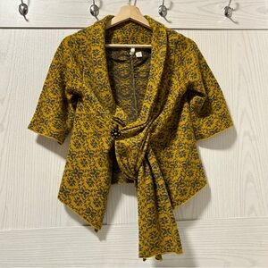 Anthropologie Moth Sweater Cardigan Women Medium Mini Crop Twee Ditsy Lagenlook